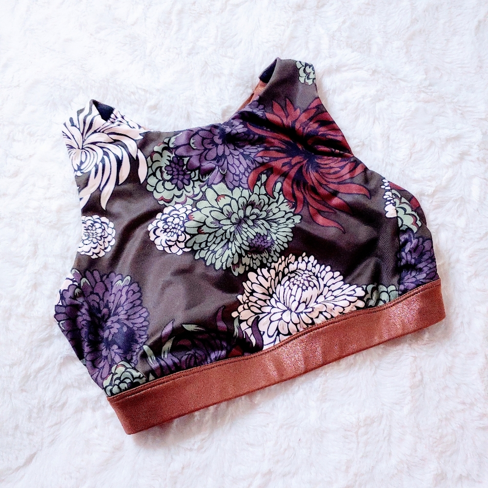 Joy Lab Green & Brown Floral Sports Bra